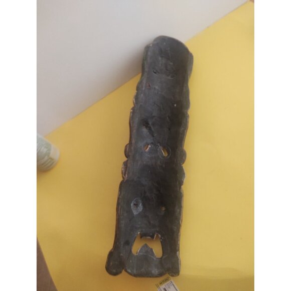 Vintage Nepalese Mahakala Wood Carving 19" x 5" Tibetan Totem Pole - Picture 6 of 14